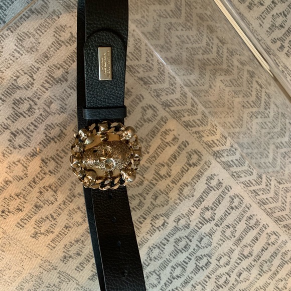 Philipp plein black skull belt main image 4